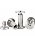 Premium 304 Stainless Steel Chicago Binding Screws reusable barrel fastener bolts with flat heads for crafting and installation.
