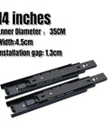 Side Mount Ball Bearing Drawer Slides 14 Inch 35cm Silent Hydraulic Damping Three Section Rails Cold Rolled Steel