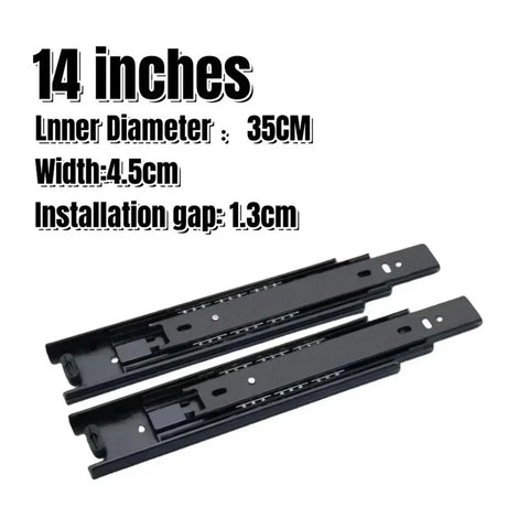 Side Mount Ball Bearing Drawer Slides 14 Inch 35cm Silent Hydraulic Damping Three Section Rails Cold Rolled Steel