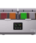 Front view of SpacePi X4 Filament Dryer Box for Four Spools with Dual 200W Heaters, showing colorful spools in moisture-free storage