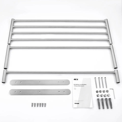 3 Tier Wall Mount Towel Rack With Double Bars 24 Inch Bathroom Storage Organizer In Brushed 304 Stainless Steel, Easy Install components