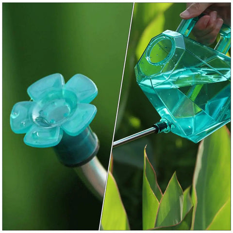 Long Nozzle Stainless Steel Watering Can For Indoor Gardening Portable Plant Water Container With Clear Tank Sky Blue Easy Fill Gentle Shower Head For Delicate Flowers And Lawn Care, clear tank and flower shower head