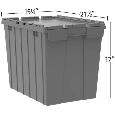 Heavy Duty Plastic Storage Totes With Hinged Flip Top Lids Blue 21.5 X 15 X 17 Inch Stackable 3 Pack for gear and supplies