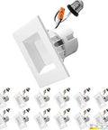 12 Pack 4 Inch Square LED Recessed Can Light With 5CCT Selectable 2700K 3000K 3500K 4000K 5000K, 750 Lumens, 11W, Dimmable Wet Rated