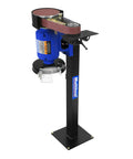 Heavy Duty Industrial Belt Grinder With Kickass 1 Hp Motor And Tilting Stand mounted on a sturdy stand for efficient metal polishing.