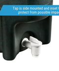 Close-up of side-mounted tap on the Road Ready Heavy Duty Portable Hand Washing Station featuring a 6.6 gallon water tank.