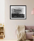 Vintage Airship Toy Model Wall Art Framed Black Wood Print, museum quality archival paper with fade resistant inks in living room