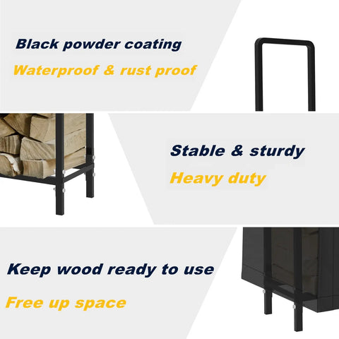 8ft Heavy Duty Firewood Rack With Weather Resistant 600D Oxford Cover for indoor outdoor use, sturdy steel frame highlights.
