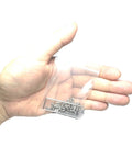 Hand holding a bag of 25 Piece 5-40 X 1/4 Inch 304 Stainless Steel Hex Socket Set Screws Grub Screws with 1/16 Inch Allen Wrench.
