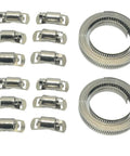 2-Piece 10ft 304 Stainless Steel Worm Gear Hose Clamps Plus 6 Fasteners For Your Garage DIY Projects Cutting Custom Lengths No Rust And Heavy Duty Straps To Fix Pipes Like A Boss. 304 stainless steel hose clamp rolls with 6 fasteners, shown coiled and cut pieces