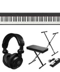 88 Key Compact Digital Piano With Touch Response Bundle Includes Stand And Bench Pack Sustain Pedal AC Adapter Music Stand And Studio Monitor Headphones