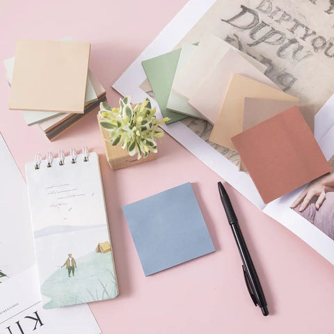 Dope 3x3 Sticky Notes Pack Of 16 Pads With 55 Sheets Each In Vintage Colors on table with pen and notepad