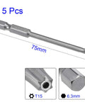 T15 Torx Security Screwdriver Bits Set Features S2 Steel Heavy Duty Magnetic Tips 1/4 Inch Hex Shank And 3 Inch Length For Tamper Proof Jobs, 75mm