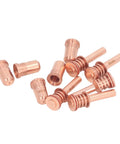 Solid Prime Kit For Plasma Cutter With 5 Brass Nozzles And Electrodes Fit PMX 30AIR Torch replacement brass nozzles on a white background.
