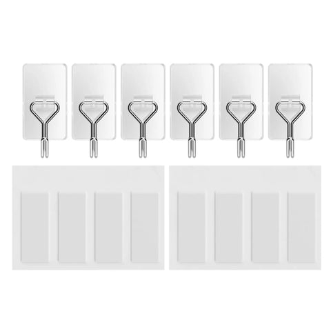 Super Slick Clear Wire Wall Hooks With Sturdy Adhesive Pads - Zero Guesswork Damage Free Mounting - Solid Strength Holds Up To Two Pounds Each - Pull Off And Stick Anywhere For Easy Dorm And Apartment Organization - Set Of Six