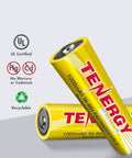 Solla NiMH AA Rechargeable Battery Pack 1000mAh Anti Leak For Solar Garden Lights, yellow battery with UL certification icons