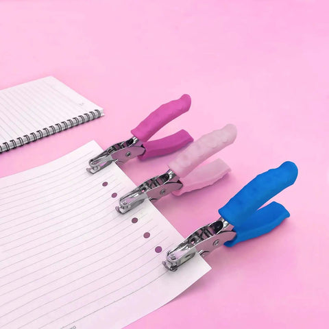 One Quarter Inch Hole Punch For Crafts With Pink Soft Grip Handle, Handheld Puncher for tags, cards, scrapbooking, and DIY projects