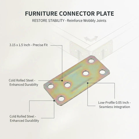 Flat Steel Furniture Connector Plate For Cabinet And Bookshelf Repair 3.15 X 1.5 Inch Cold Rolled Bracket DIY Friendly Joint Reinforcement