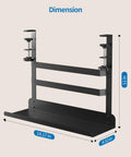 Under Desk Cable Management Tray With No Drill Clamp Mount in black metal, dimensions 14.17 x 4.53 x 11 inches, side view