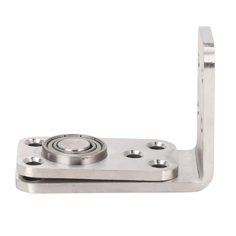 Heavy Duty Concealed Pivot Hinge For Secret Doors And Bookcases Offering A Flawless 180 Degree Swivel With Quick On The Fly Adjustments Crafted From Thick Stainless Steel That Supports Up To 600 Lbs showing stainless steel hinge with bearing and flush mount design.