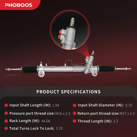 Hydraulic Power Steering Rack and Pinion Assembly For Toyota Camry 2002 2006 Solara 2004 2008 Lexus ES300 2002 2003 ES330 2004 2006 Ref 26 2606 Left Hand Drive Only showing input and return port specifications.