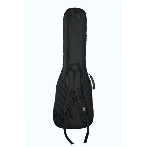 Durable Bass Gig Bag With Adjustable Backpack Straps Thick 20mm Padding Safe Travel Case For Precision And Jazz Style Electric Basses Fits Most Standard Bass Guitars Cushioned Headstock And Bridge Protection, black front view