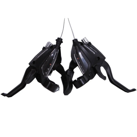 EF500 3x7 Speed Bike Shift And Brake Lever Set Left And Right With Cables Included, black ergonomic dual trigger design