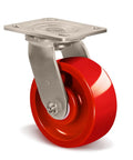 Heavy Duty 5 By 2 Inch Stainless Steel Caster With Red Solid Polyurethane Wheel And 800 Lbs Capacity Single Swivel Industrial Caster