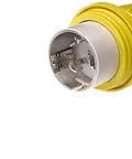 Watertite Wet Location Locking Blade Plug For Industrial Use, 3 Phase 4 Wire 3 Pole California Style Configuration, Yellow, 50A, 480V