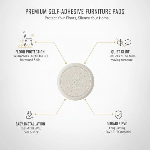 Premium Self Adhesive PVC Furniture Pads Floor Protectors features for hardwood and tile, quiet glide and easy installation