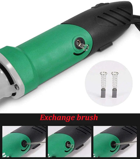Beefy 480W Rotary Tool Kit With Six Speed Settings Up To 32000 RPM, showing side view and exchangeable brush component.