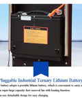 Pluggable industrial ternary lithium battery for Ultimate Motorized Stair Climbing Cart, featuring detachable design and heating function.
