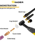 55 Piece TIG Welding Torch Accessories Kit With Alumina Nozzles Glass Cup And Stubby Gas Lens For WP 17 18 26 Welders components