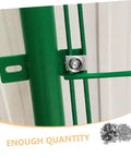 Heavy Duty Stainless Steel Wire Clips For Fencing And Animal Cages Quick And Easy Assembly 100 Sets Garden Fence Clamps For Cats Dogs Rabbits Chickens Durable Pet Cage Connectors installed on green fence