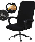 Waterproof Stretch Office Chair Cover With Durable Zipper Washable Removable Spandex Slipcover For Desk Chairs Dustproof Soft Seat Protector For Dogs And Cats Universal Fit Easy Clean on black chair