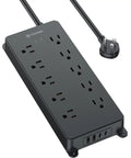 Power Strip Surge Protector With 10 Widely Spaced Outlets 2 USB C Ports And 2 USB A Ports 1875W 4000J Surge Protection
