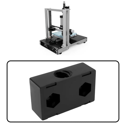 Illustration of a 3D printer workstation and Two Pack 8mm Lead Screw Nut Block For OpenBuilds 3D Printer, aluminum, 34x20x12mm.