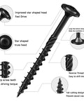 Size 10 X 3 Inch Structural Wood Screws Heavy Duty Lag Fasteners Washer Head Black Coated Rust Resistant view with enhanced star drive features.