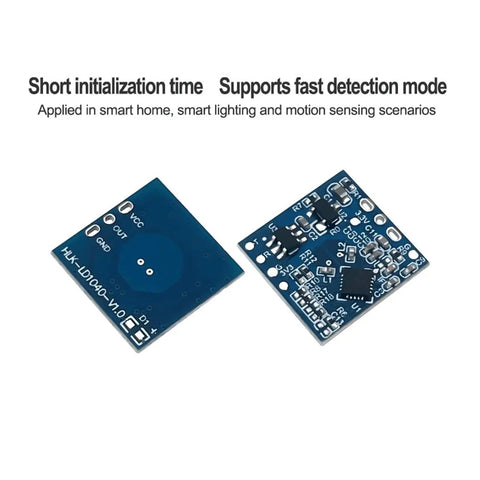 10GHz Radar Sensing Module LD1040C Low Power Micro Motion Intelligent Sensor With IFC UART Output And Integrated MCU For Easy Plug N Play Embedded Use And Precise Proximity Motion Detection, blue PCB front and back