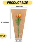 Image showing a single kraft paper floral packing sleeve with orange tulips inside, measures 25cm x 10cm x 45.5cm.
