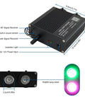 Dual Port Fiber Optic Light Kit with diagrams showing RF and Bluetooth receivers, RGBW lamp bead dimensions, 32W power input.
