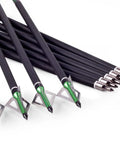 Carbon Crossbow Bolts 20 Inch Arrows Set, 12 Pack With 6 Broadheads, Interchangeable Tips, O Ring Locking Screw Tip, Hunt Ready
