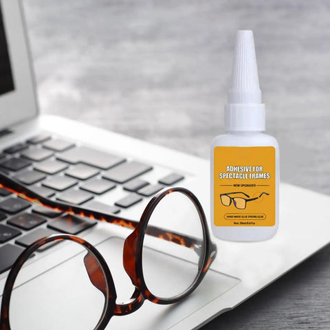 20G Glasses Frames Repair Glue For Quick Bonding And Temple Joint Fixes On Metal Wood Rubber Leather Eyewear Adhesive next to laptop