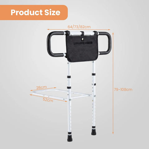 Foldable Bed Rail For Seniors With Adjustable Width And Height, No Fuss Carry Bag Included, Safety Belt And Two Handles, Easy Install Bed