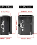 Bike Handlebar Shim Set 25.4 To 31.8 Mm Aluminum Alloy Stem Reducer Clamp Spacer Conversion Adapter, black segments, dimensions shown