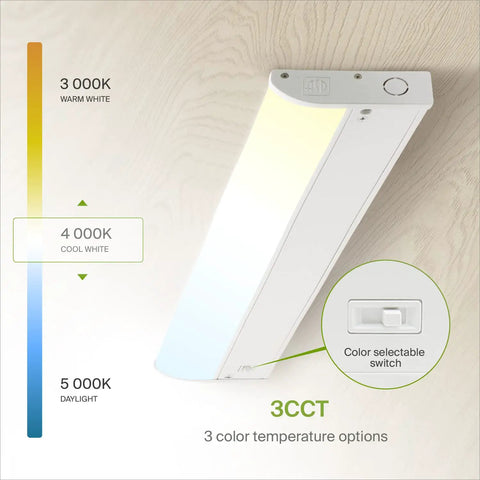 Under Cabinet LED Lighting 18 Inch Dimmable Hardwired Kitchen Light with adjustable color temperatures and switch detail