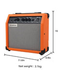 20W Portable Bass Amp For Practice With 6.5 Inch Speaker Orange Finish MP3 Input Headphone Jack Treble Middle Bass Controls