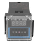 Beefed-Up Time Delay Relay For Industrial Automation And Machinery, Adjustable Cycle Timing, DC 12V Control, Digital Setting, Big Contact Points, Precise Digital Timing For Factory Equipment front view with clear cover and LED display