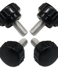 Built Tough M8 X 16mm Knurled Thumb Screws 4 Piece Set Crafted From Solid 304 Stainless Steel, black knurled grips and precision threads.
