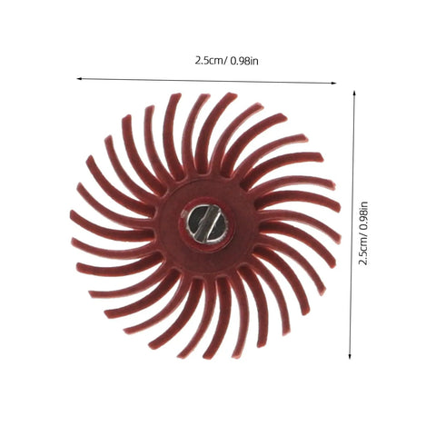 Aboofan Radial Bristle Polishing Wheel With 3mm Shank For Rotary Tools, 2.5cm diameter, red fibers for detailed sanding.